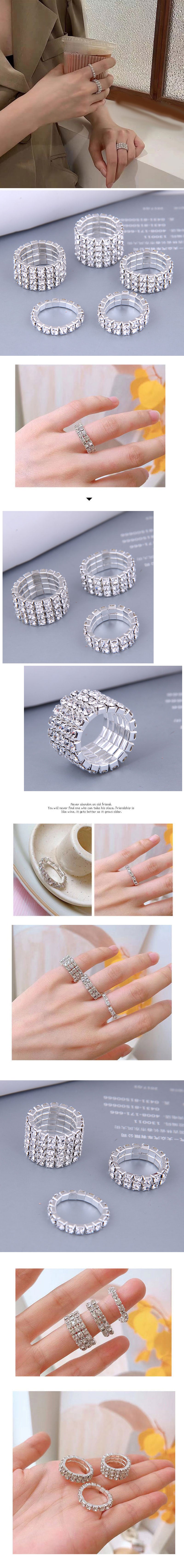 Fashion Elastic Circle Artificial Diamond Ring