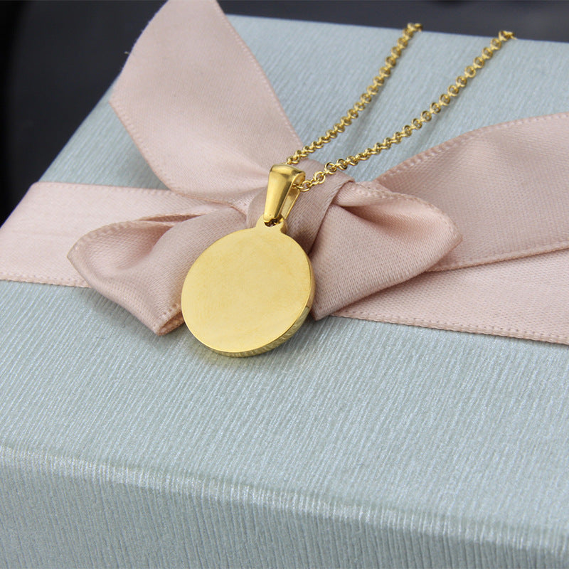 Titanium Steel 18K Gold Plated Simple Style Plating Inlaid Shell Letter Necklace