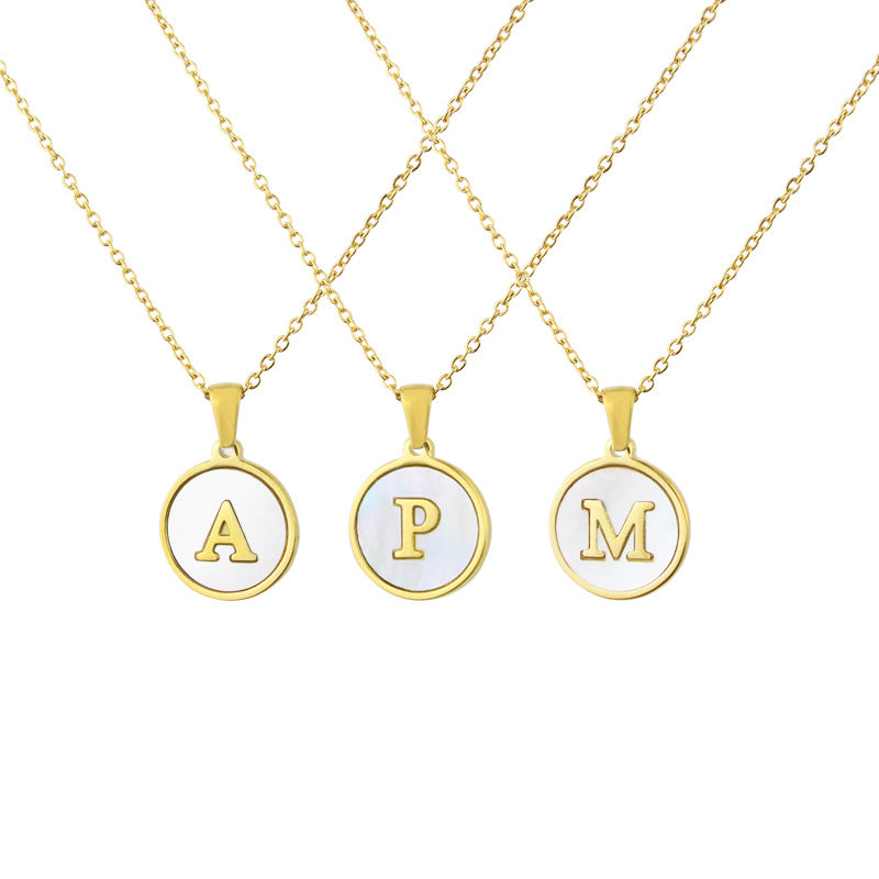 Titanium Steel 18K Gold Plated Simple Style Plating Inlaid Shell Letter Necklace