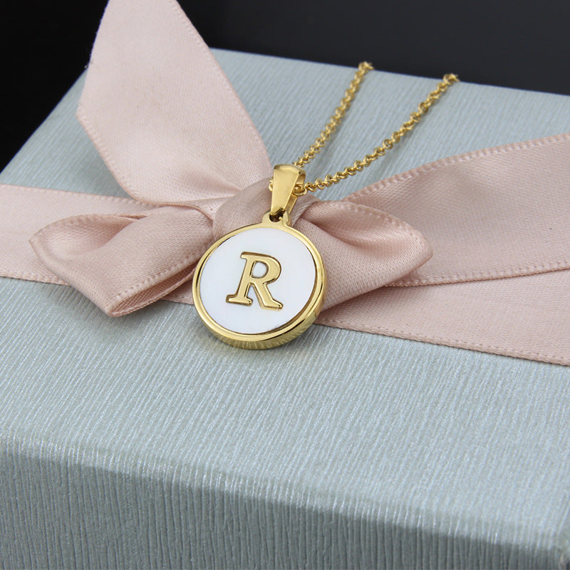 Titanium Steel 18K Gold Plated Simple Style Plating Inlaid Shell Letter Necklace