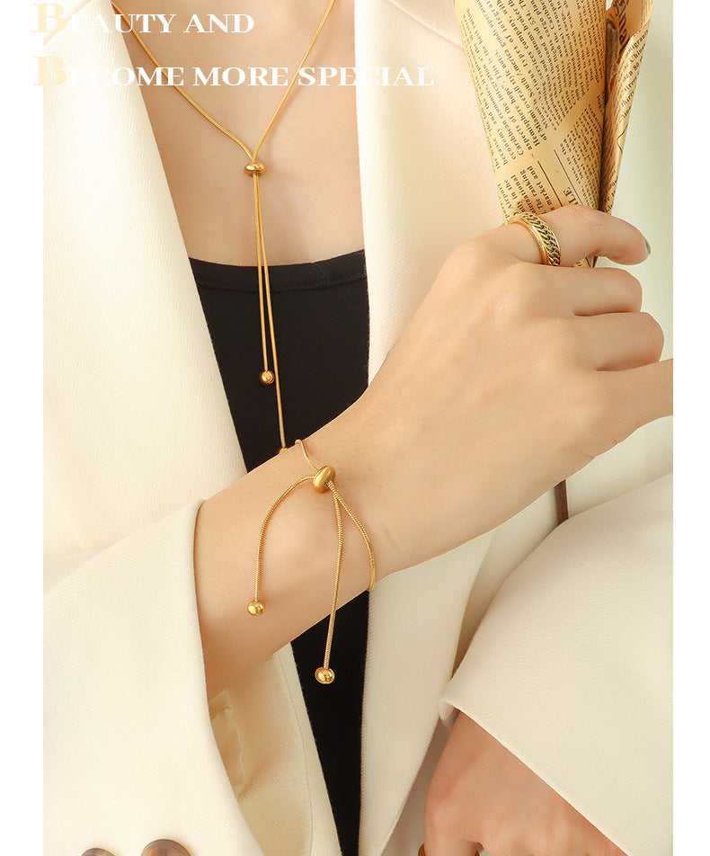 Elegant Solid Color Gold Bracelet Necklace