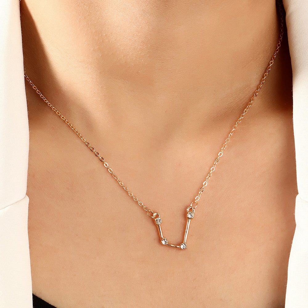 Zodiac signs horoscope alloy plating necklace