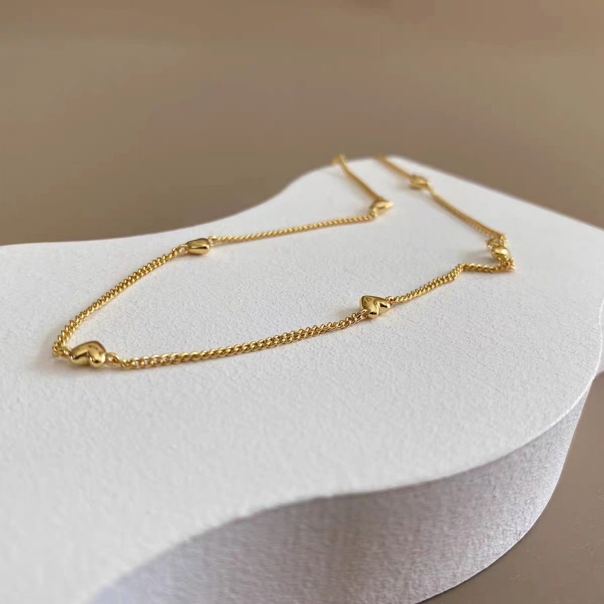 Peach Heart-Shaped "Love" Clavicle Chain Necklace