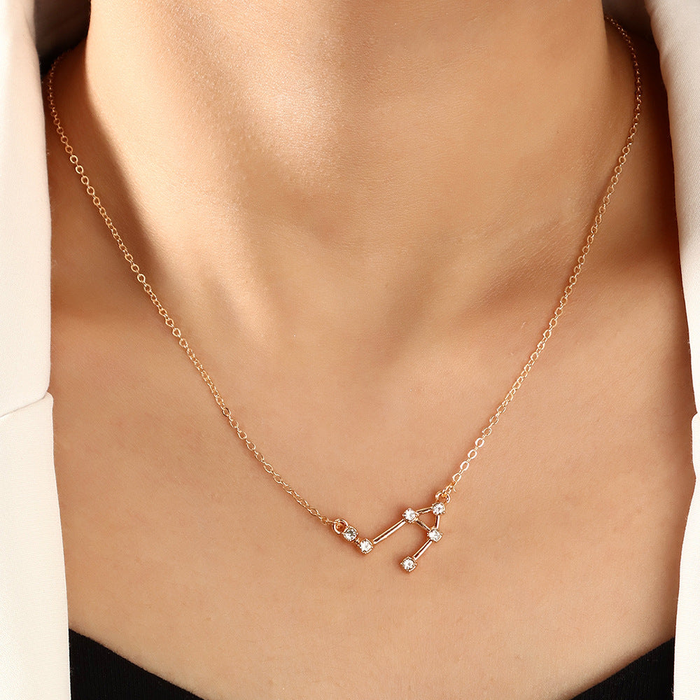 Zodiac signs horoscope alloy plating necklace