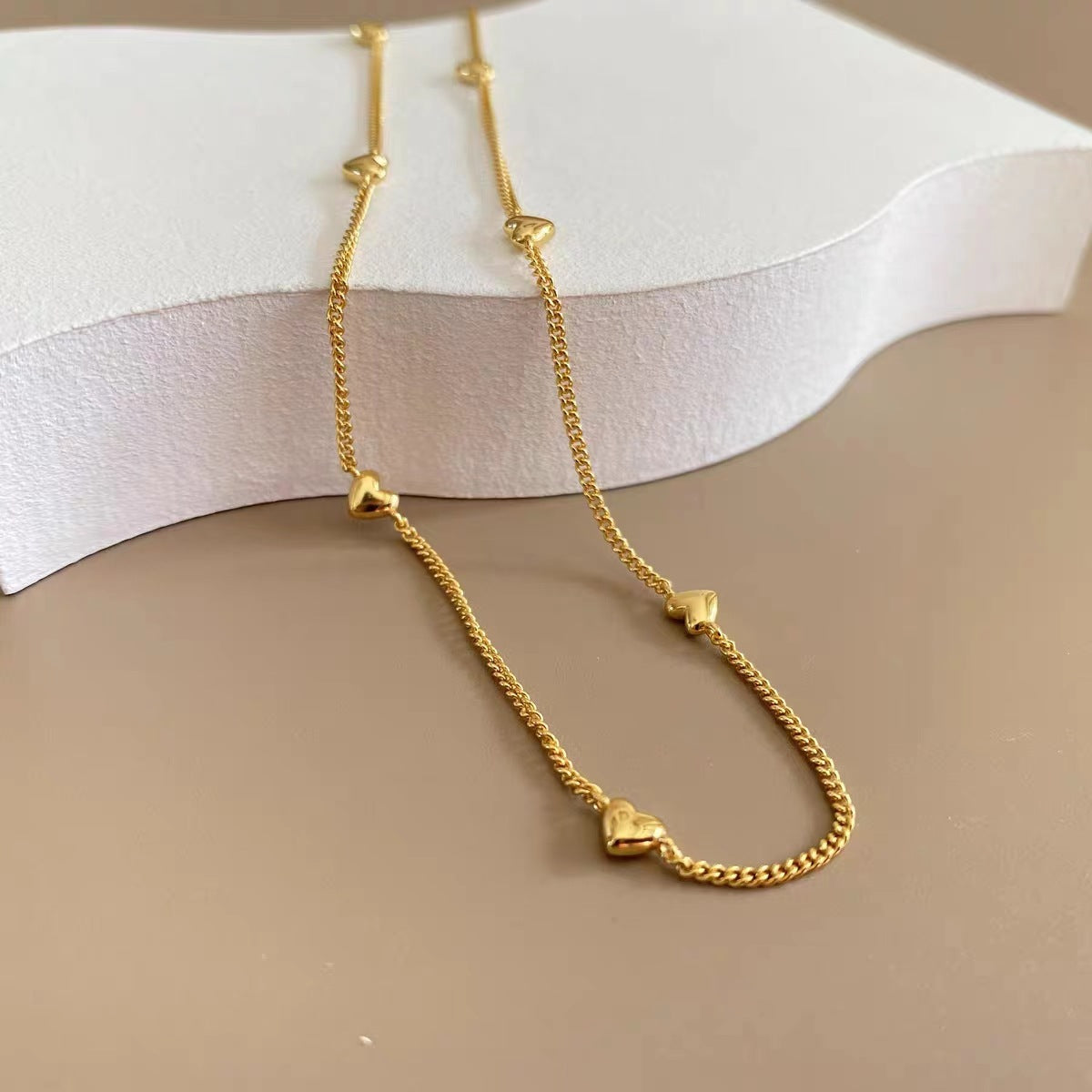 Peach Heart-Shaped "Love" Clavicle Chain Necklace