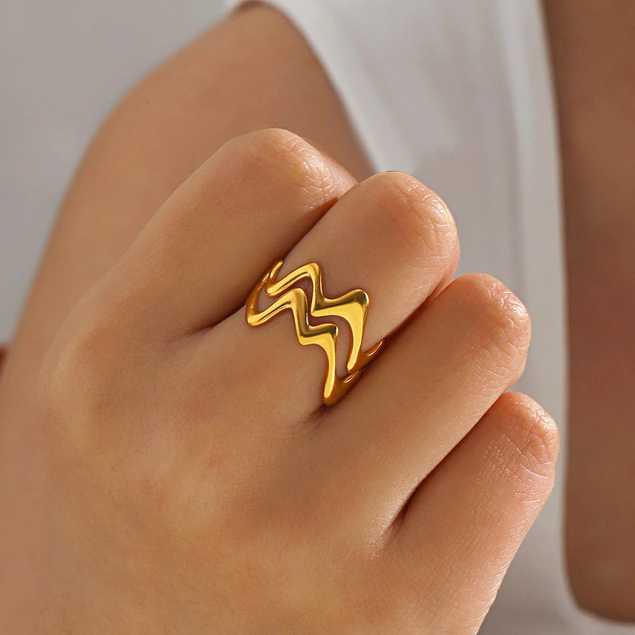 Minimalist Waves 18K Gold Plated Open Rings