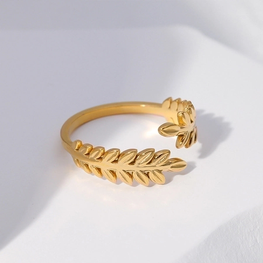 Leaf 18K Gold Plated Open Ring