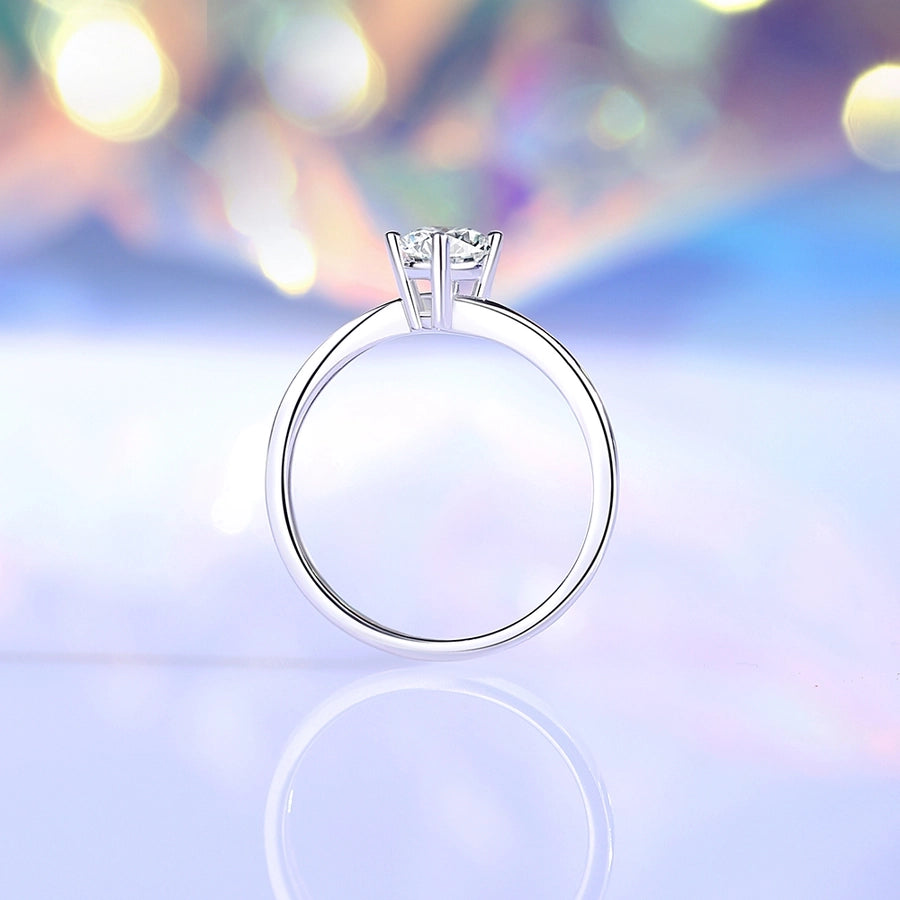 925 Sterling Silver Moissanite Zircon Round Rings