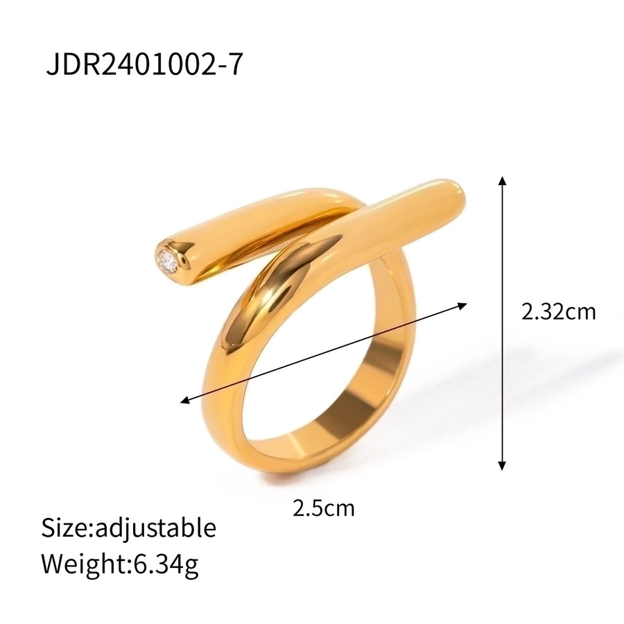 Modern Style Classic Style Irregular Geometric 304 Stainless Steel 18K Gold Plated Open Rings In Bulk