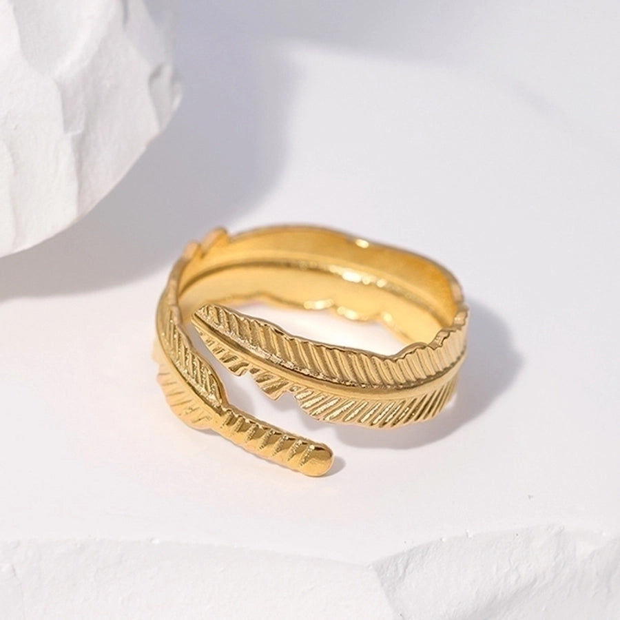 Leaf 18K Gold Plated Open Ring