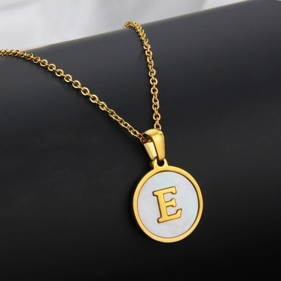 Titanium Steel 18K Gold Plated Simple Style Plating Inlaid Shell Letter Necklace