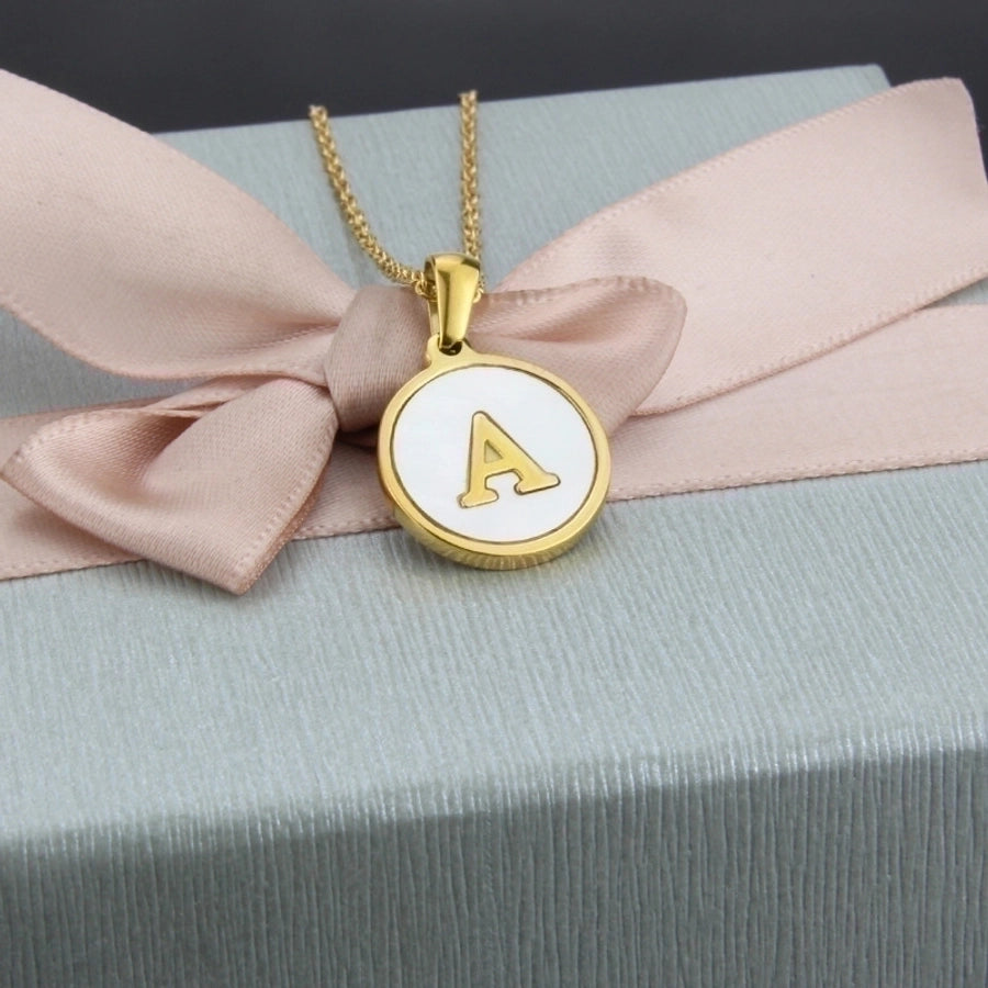 Titanium Steel 18K Gold Plated Simple Style Plating Inlaid Shell Letter Necklace