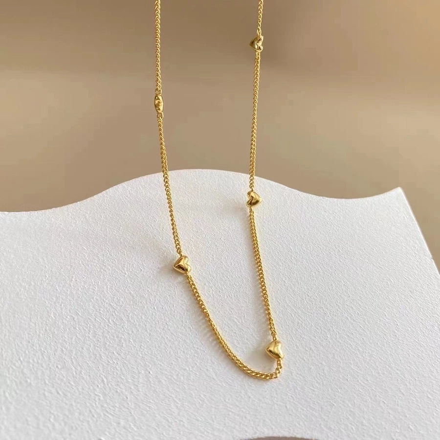 Peach Heart-Shaped "Love" Clavicle Chain Necklace