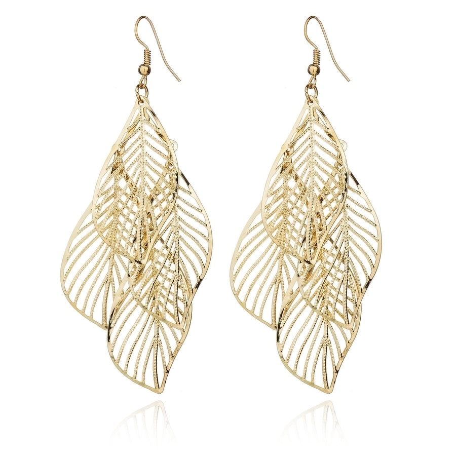Artisan Geometric Leaf Hollow Earrings