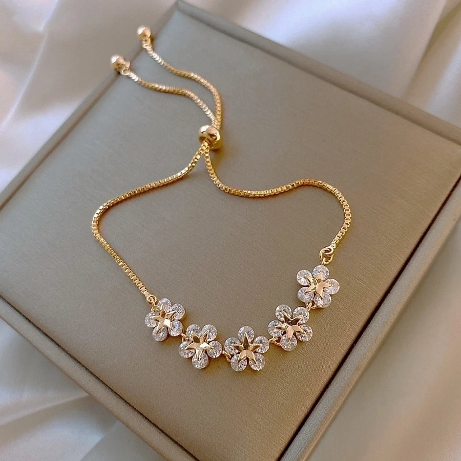 Simple Style Geometric Artificial Gemstones Alloy Chain & Link Bracelets