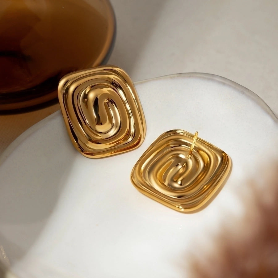 Irregular Spiral Gold Plated Ear Studs