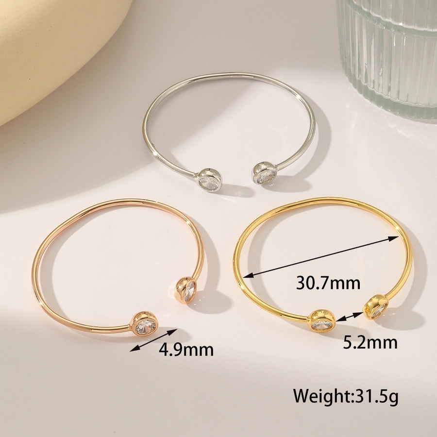 Modern Style Zircon 18K Gold Plated Inlay Bangle