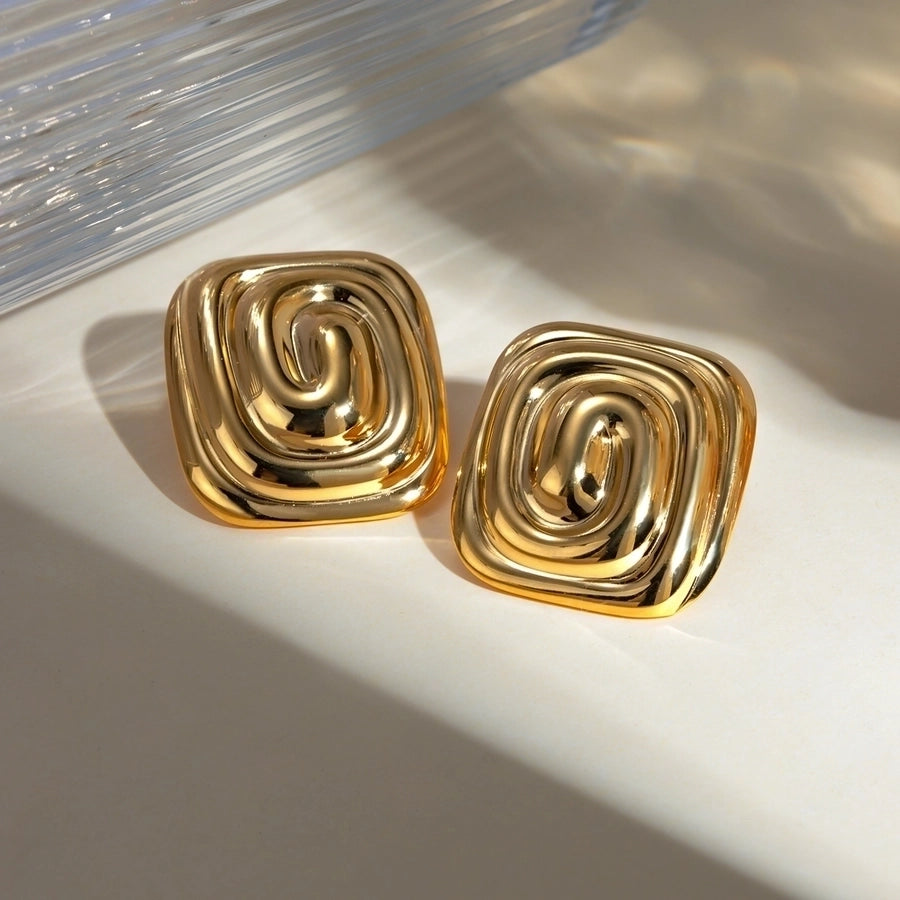 Irregular Spiral Gold Plated Ear Studs