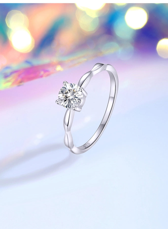 925 Sterling Silver Moissanite Zircon Geometric Open Rings Rings