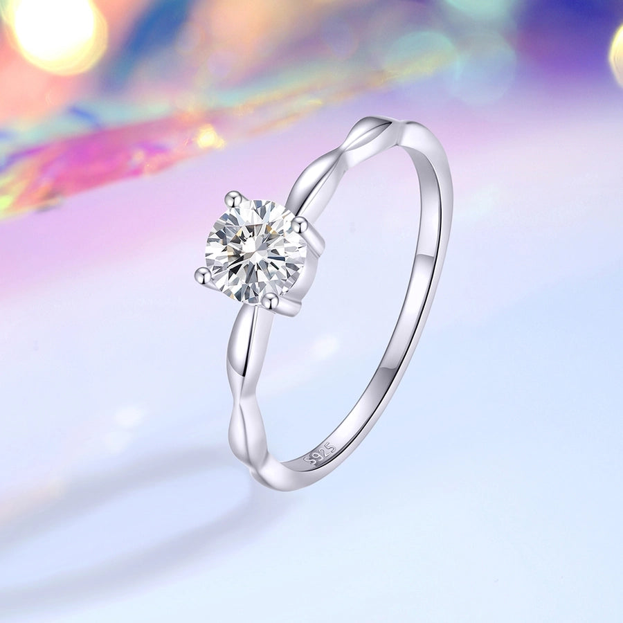 925 Sterling Silver Moissanite Zircon Geometric Open Rings Rings