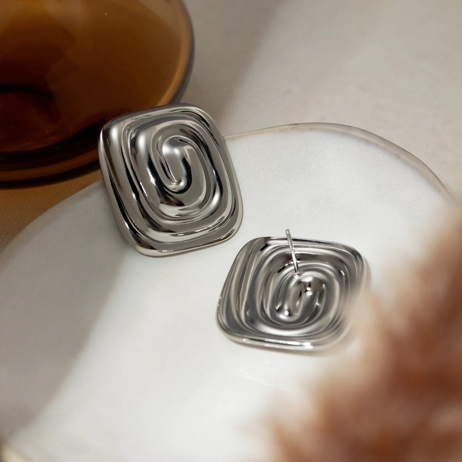 Irregular Spiral Gold Plated Ear Studs