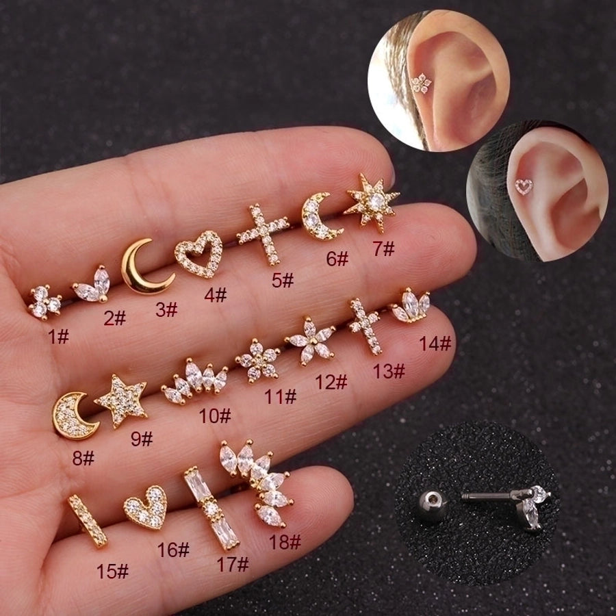 Ear Cartilage Rings & Studs Lady Flower 316 Stainless Steel Copper