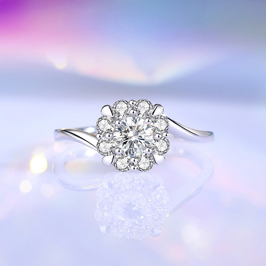 925 Sterling Silver Moissanite Zircon Geometric Rings