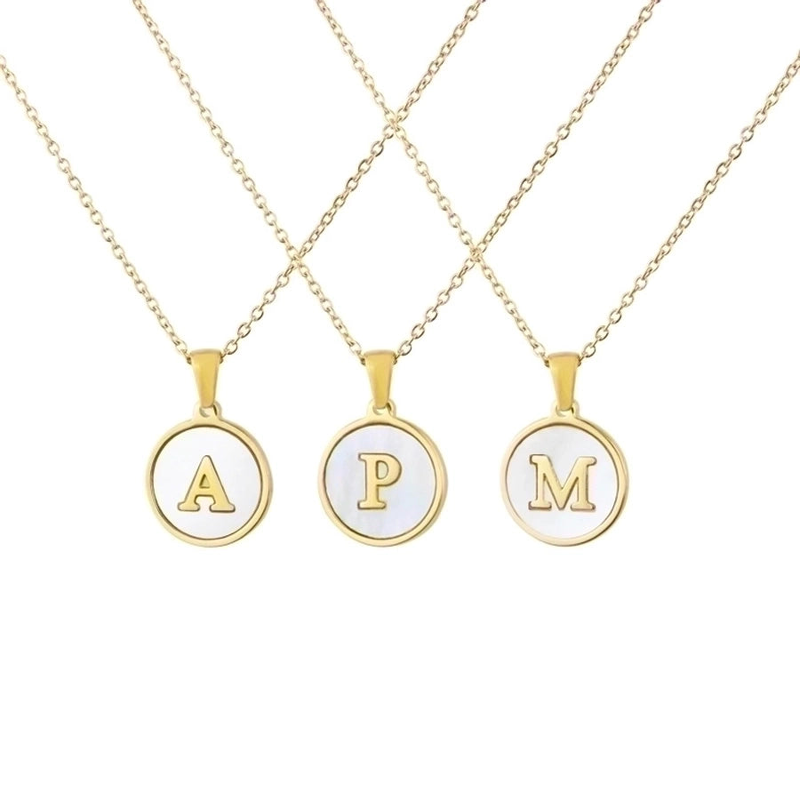Titanium Steel 18K Gold Plated Simple Style Plating Inlaid Shell Letter Necklace