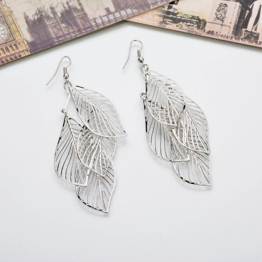 Artisan Geometric Leaf Hollow Earrings