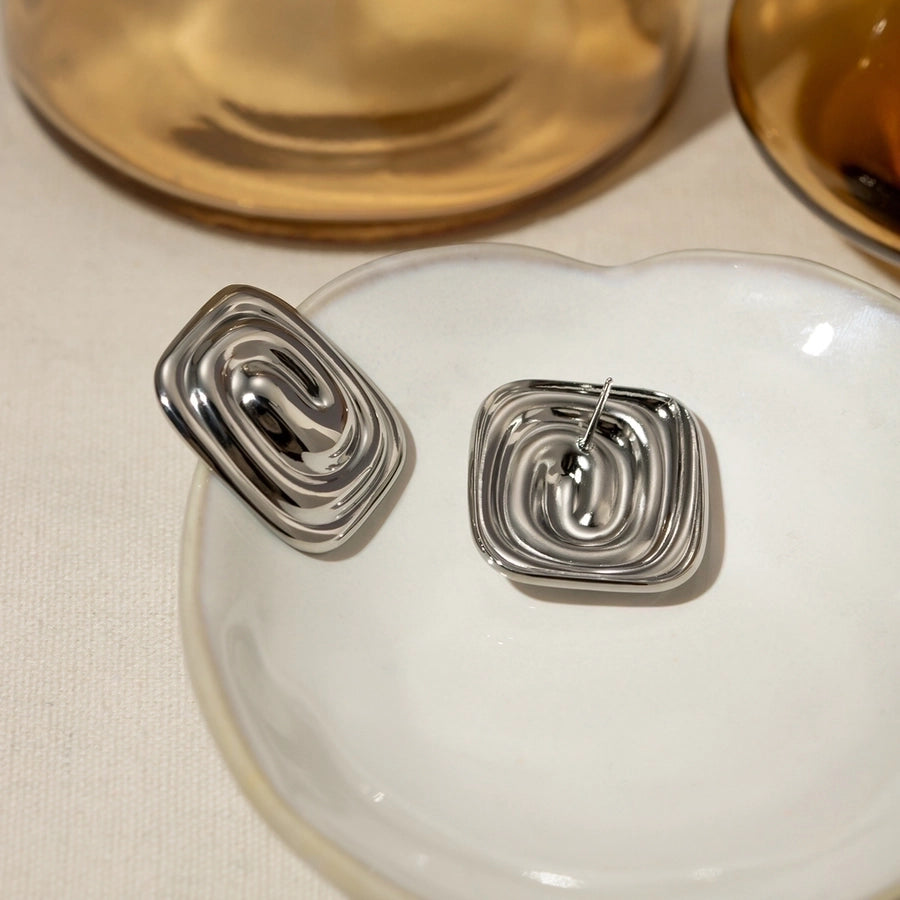 Irregular Spiral Gold Plated Ear Studs