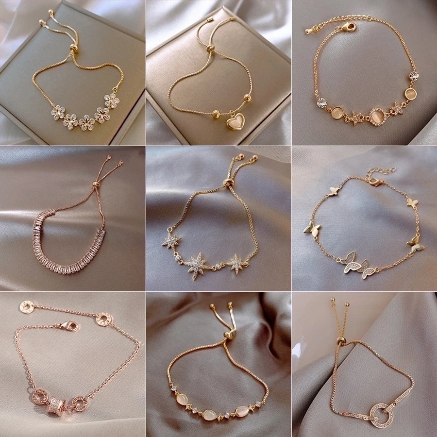 Simple Style Geometric Artificial Gemstones Alloy Chain & Link Bracelets