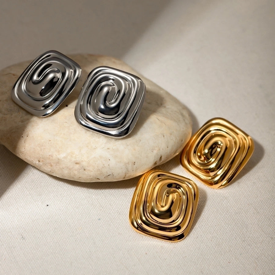 Irregular Spiral Gold Plated Ear Studs