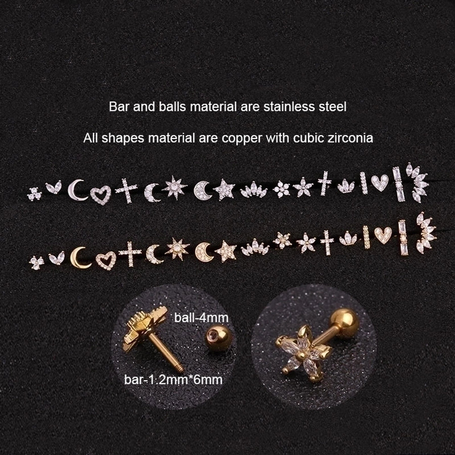 Ear Cartilage Rings & Studs Lady Flower 316 Stainless Steel Copper