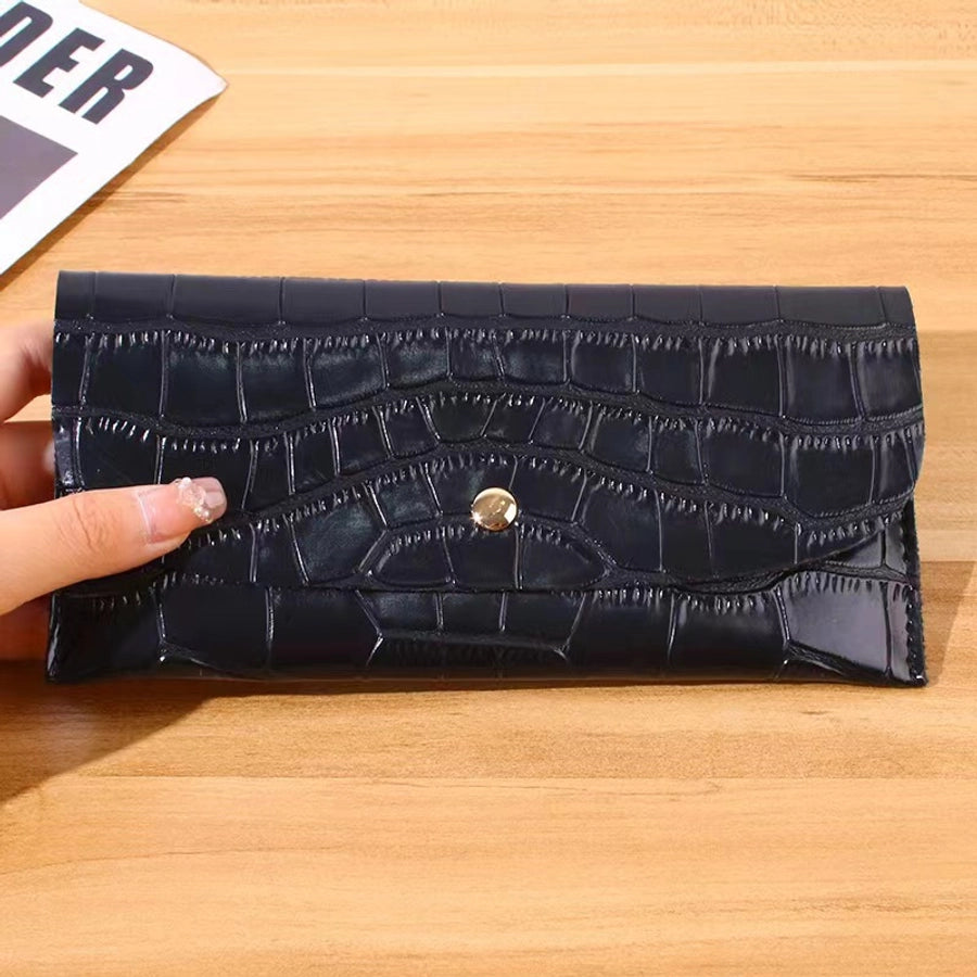 Women's Solid Color Pu Leather Lock Flip Cover Wallets