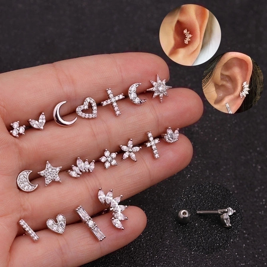 Ear Cartilage Rings & Studs Lady Flower 316 Stainless Steel Copper