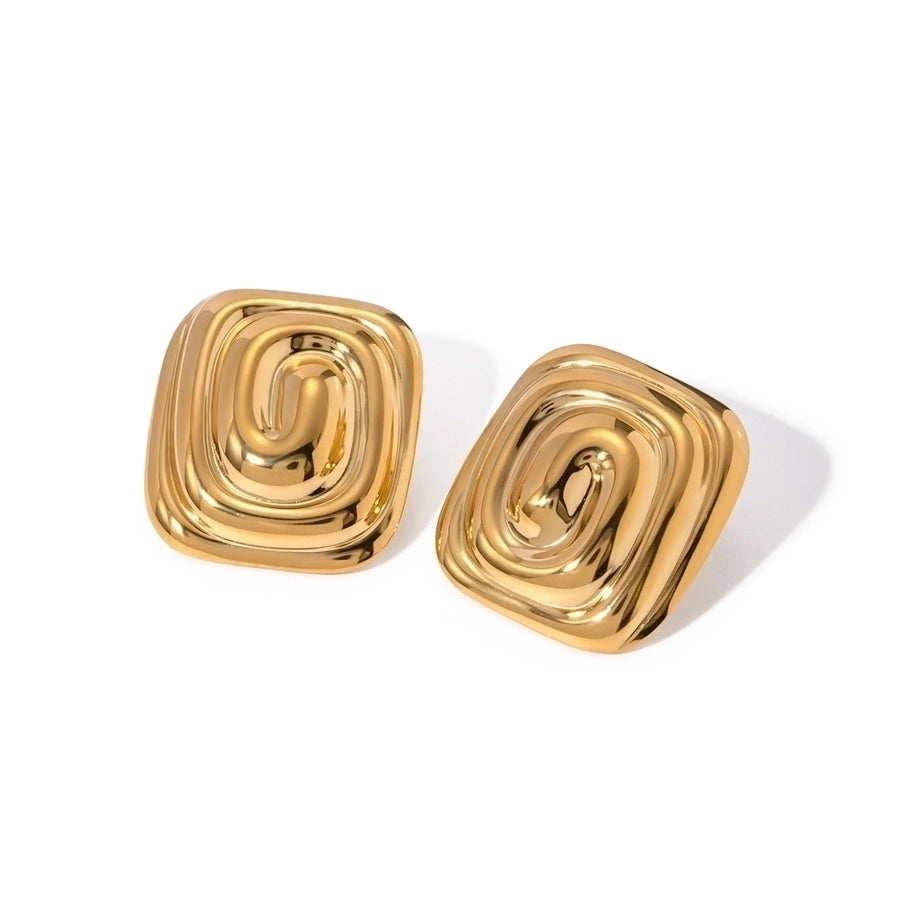 Irregular Spiral Gold Plated Ear Studs