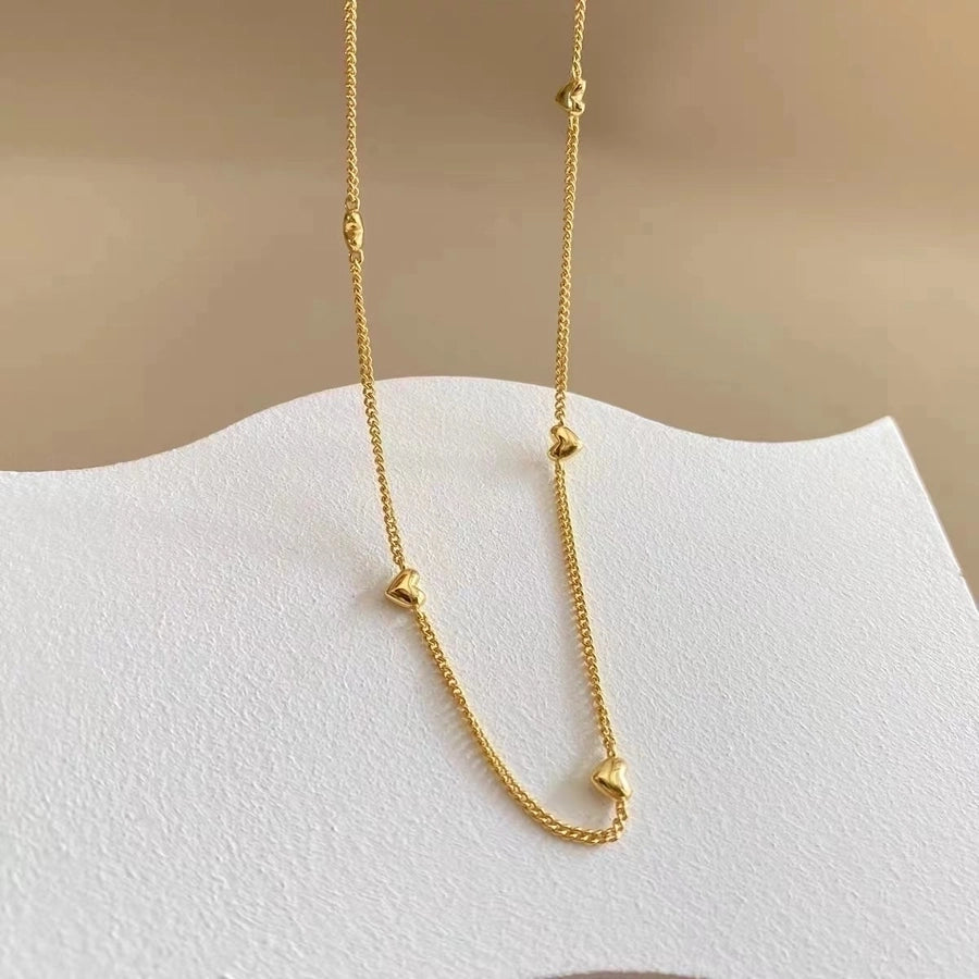 Peach Heart-Shaped "Love" Clavicle Chain Necklace