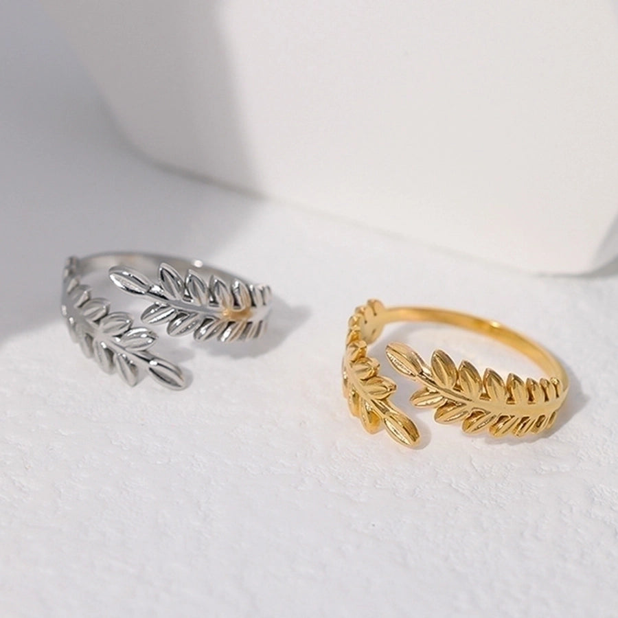 Leaf 18K Gold Plated Open Ring