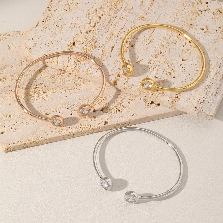 Modern Style Zircon 18K Gold Plated Inlay Bangle