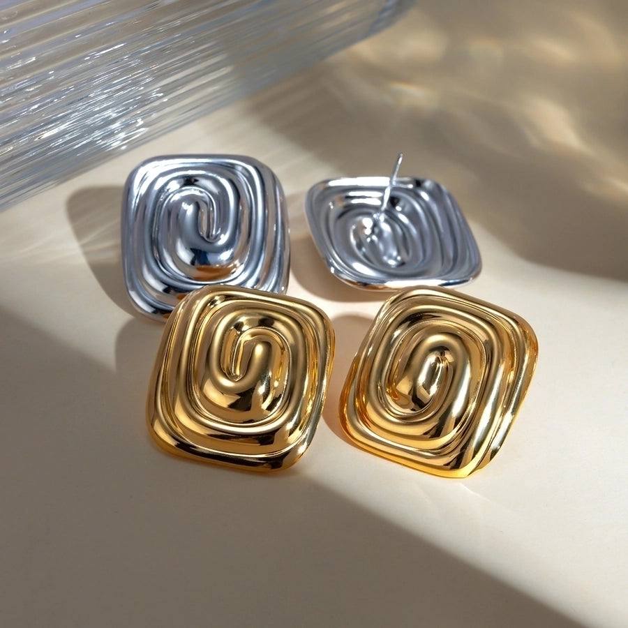 Irregular Spiral Gold Plated Ear Studs