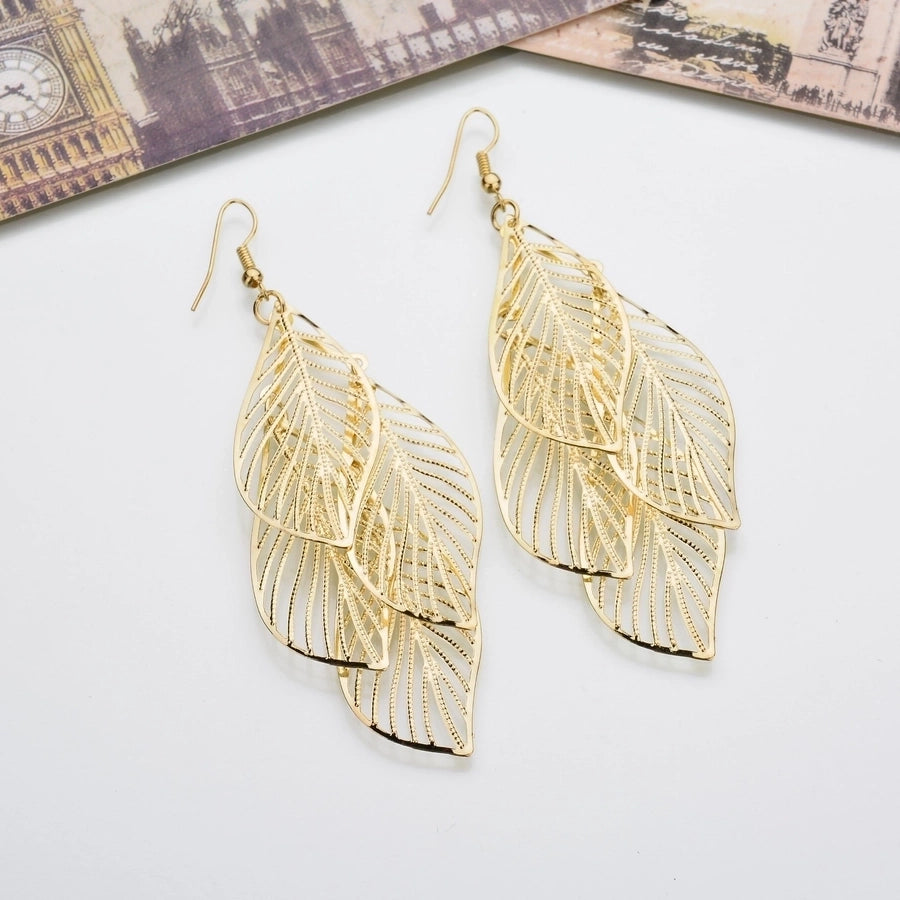 Artisan Geometric Leaf Hollow Earrings