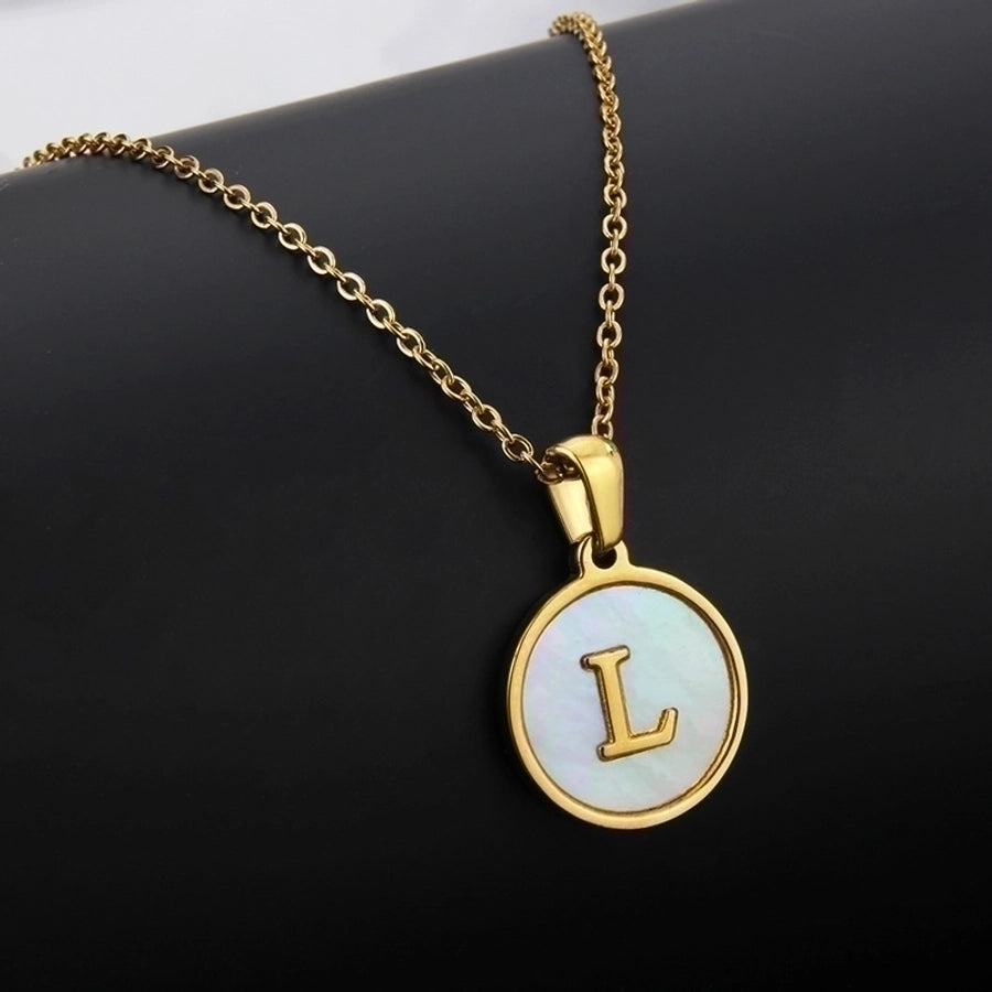 Titanium Steel 18K Gold Plated Simple Style Plating Inlaid Shell Letter Necklace