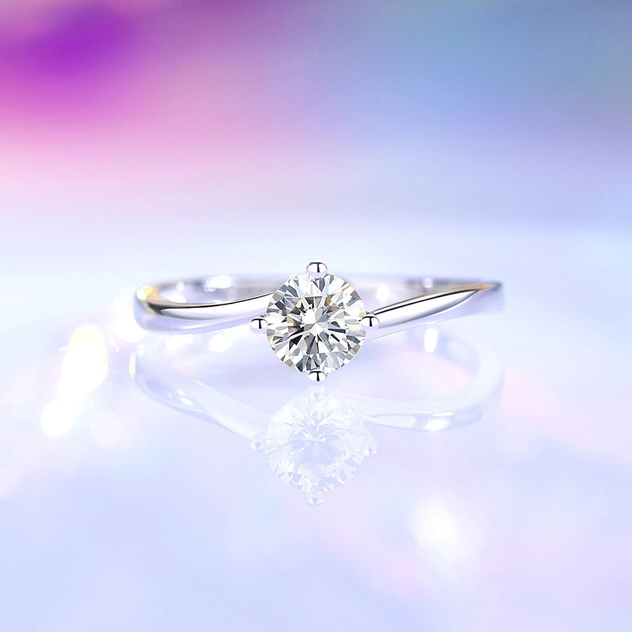 925 Sterling Silver Moissanite Zircon Round Rings