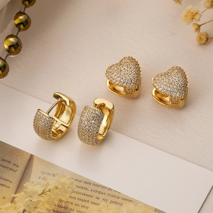Minimalist Zircon 18k gold plated Ear studs
