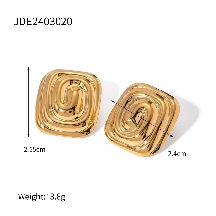 Irregular Spiral Gold Plated Ear Studs