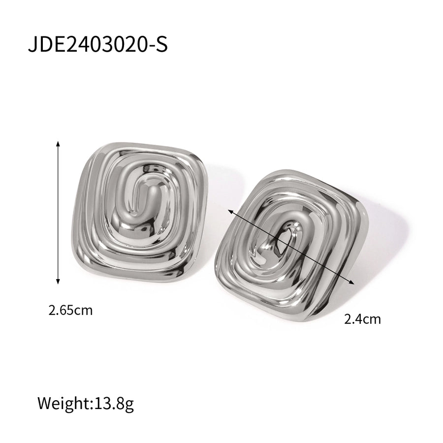 Irregular Spiral Gold Plated Ear Studs
