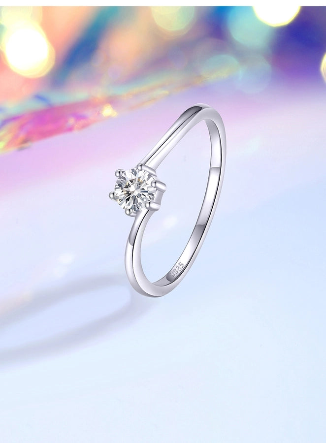 925 Sterling Silver Moissanite Zircon Round Open Rings Rings