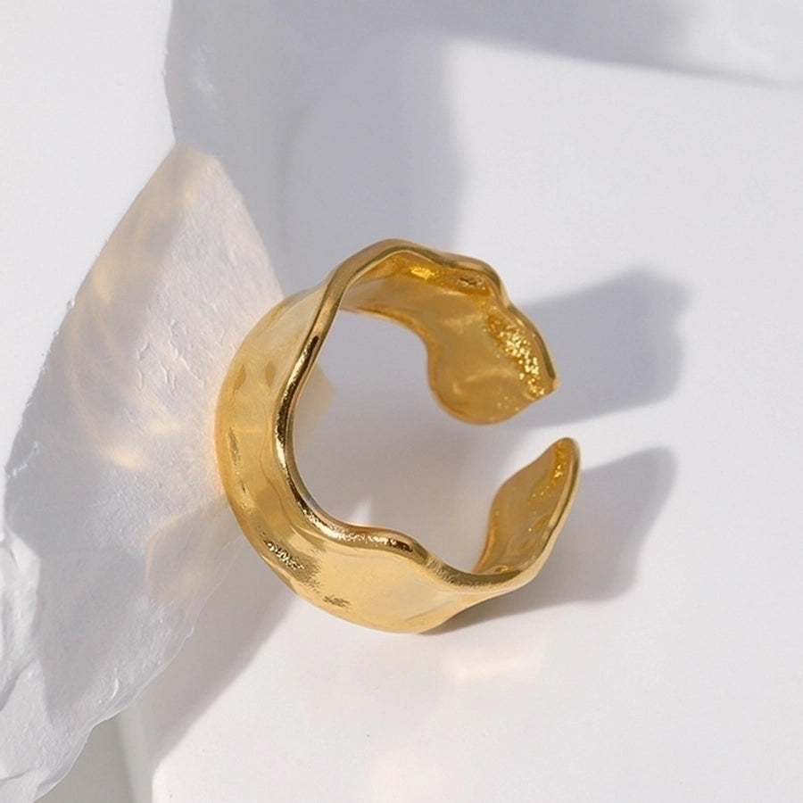 Modern Wave pattern 18K Gold Plated Open Ring