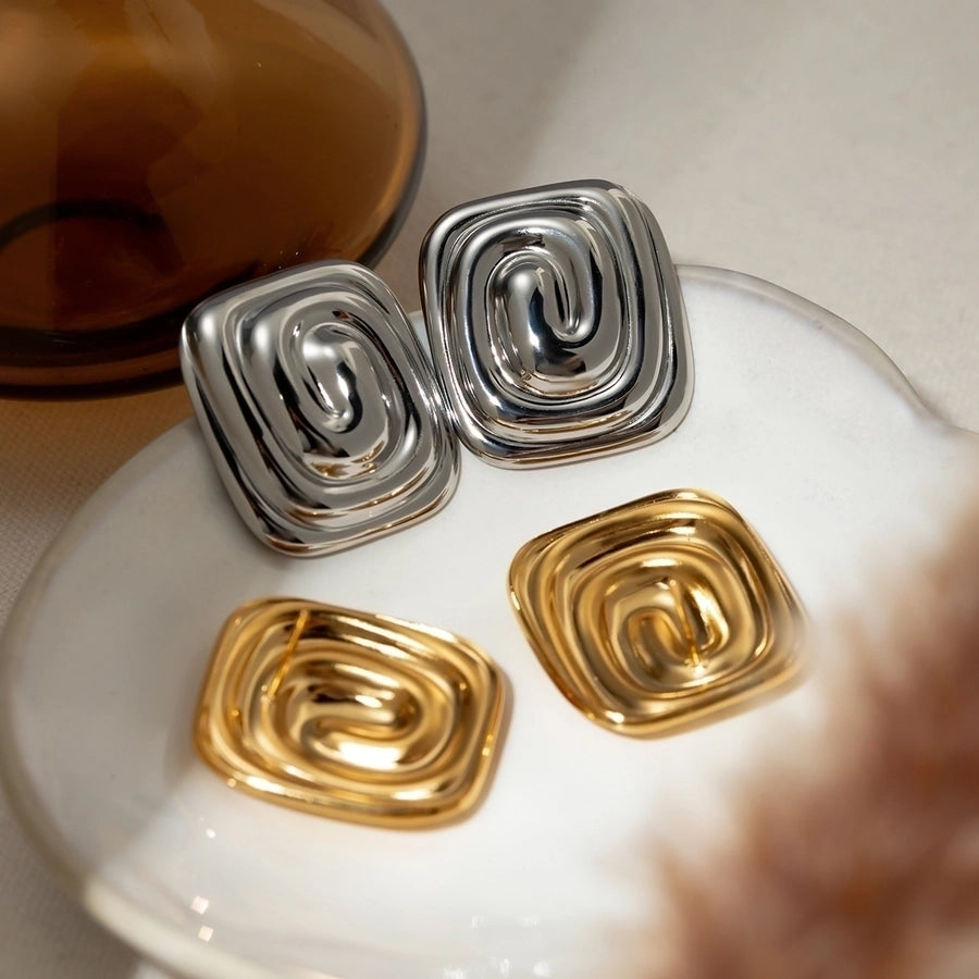 Irregular Spiral Gold Plated Ear Studs