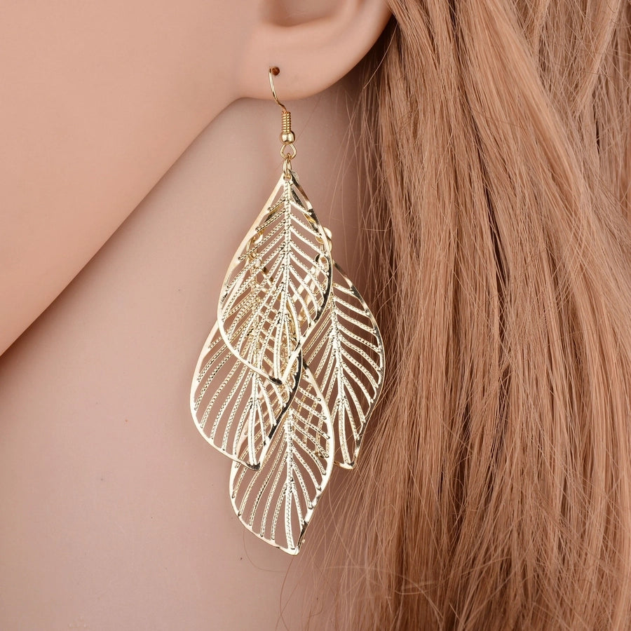Artisan Geometric Leaf Hollow Earrings